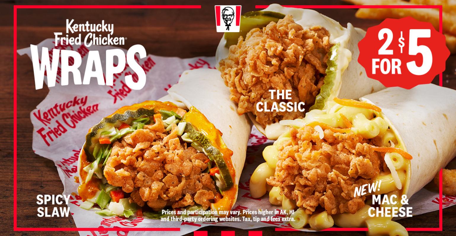 Menu from kentucky fried shop chicken